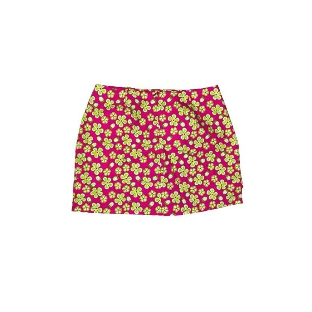 Lilly Pulitzer Vintage Dune Buggy Pink Lime Mini Skirt Skort 8 Barbiecore Bright - Picture 2 of 12